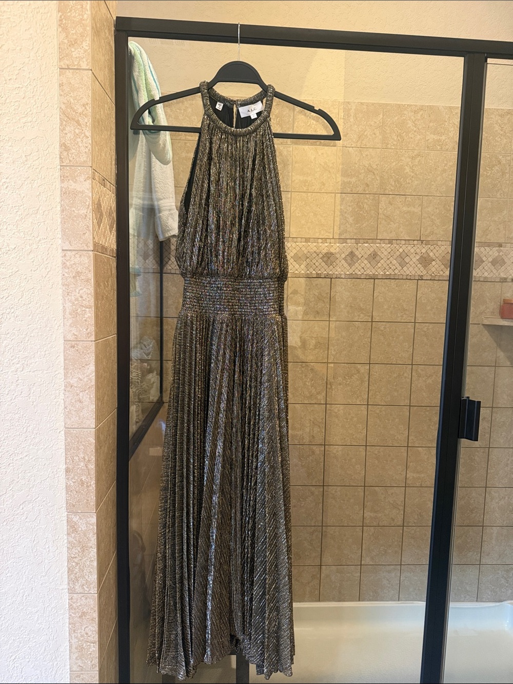 Midi metallic gold dress